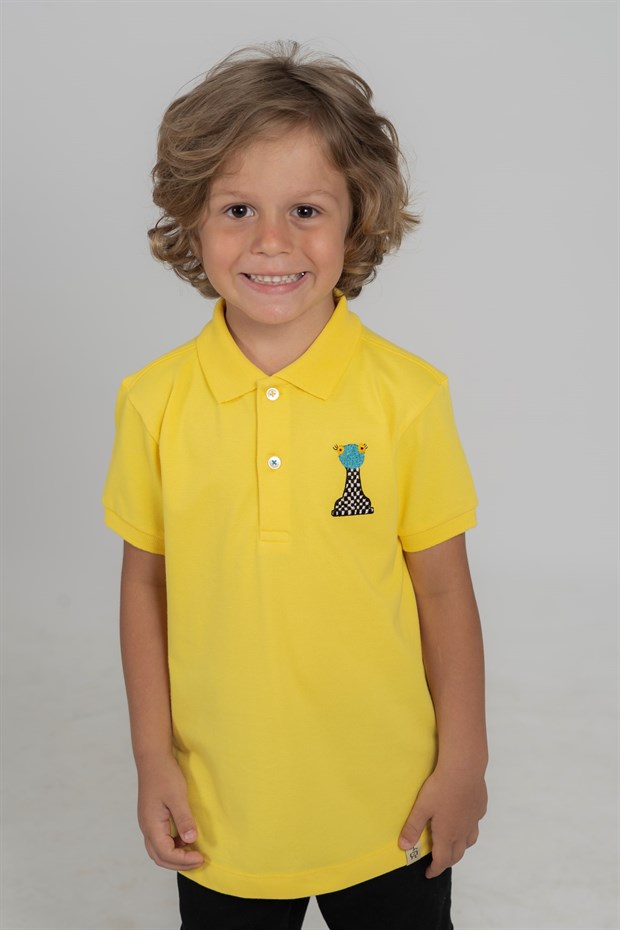 CHESS THE YELLOW FROG - Kısa Kollu Çocuk Polo Yaka T-shirt - Sarı