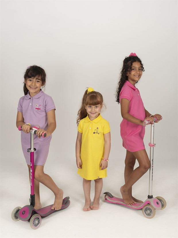 COOL SCOOTER GIRL  - Kısa Kollu Çocuk Polo Yaka Elbise - Sarı
