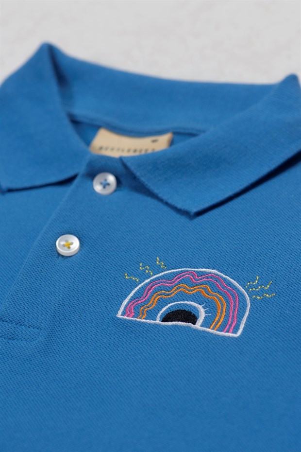 HAPPY RAINBOW  - Kısa Kollu Çocuk Polo T-shirt - Mavi