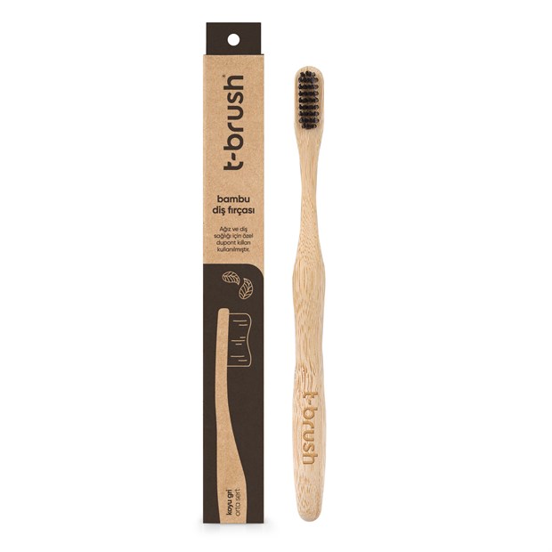 T-Brush Bambu Diş Fırçası - Koyu Gri 