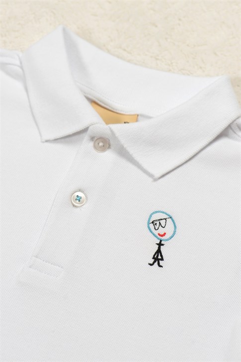 DIZZY SCOOTER - Kısa Kollu Çocuk Polo Yaka T-shirt - Beyaz