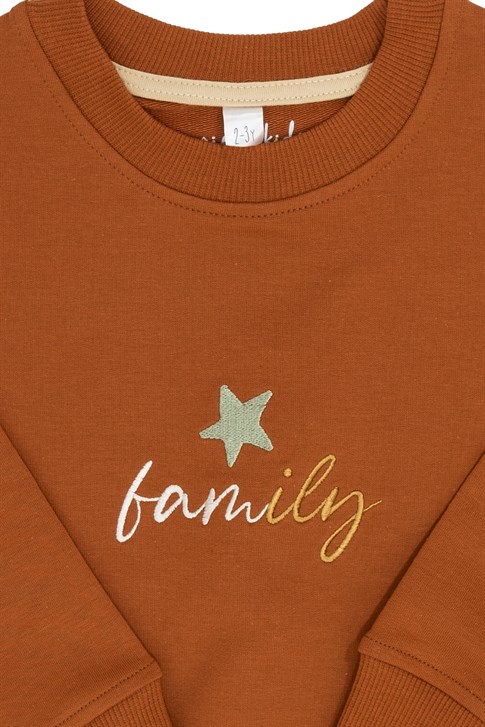 Miela Kids Family Nakışlı Sweatshirt - Tarçın
