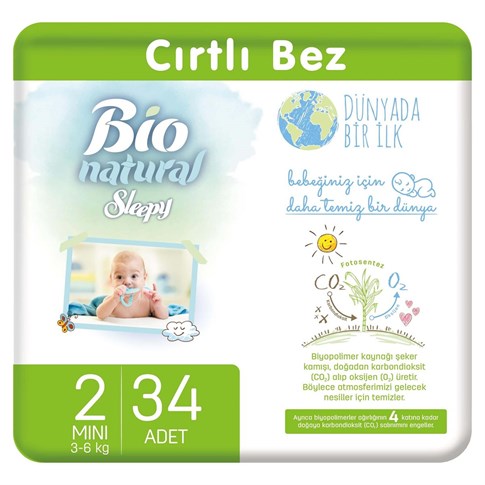 SLEEPY - Bio Natural Bebek Bezi 2 Numara Mini 34 Adet