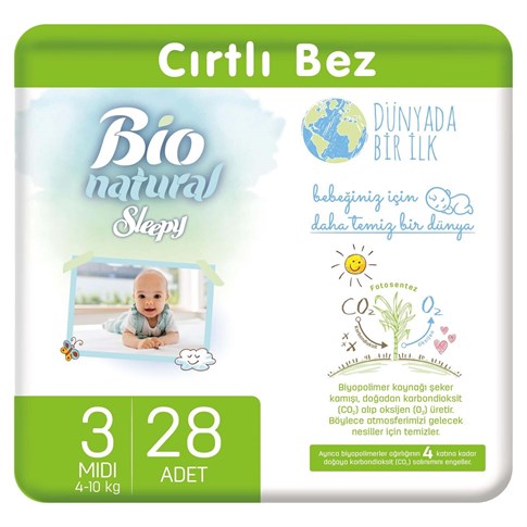 SLEEPY - Bio Natural Bebek Bezi 3 Numara Midi 28 Adet
