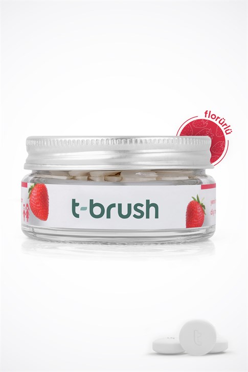 T-Brush Çilek Aromalı Flörürlü Diş Macunu Tableti (Çocuk)