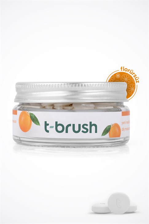 T-Brush Portakal Aromalı Flörürsüz Diş Macunu Tableti