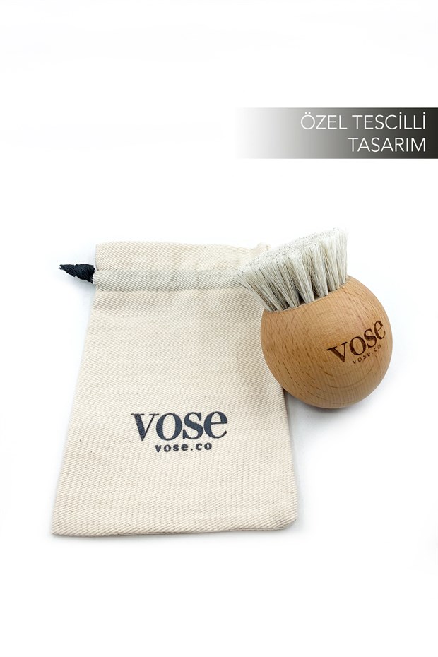 Vose - %100 Doğal At Kılı Yüz Bakım Fırçası | White Ball